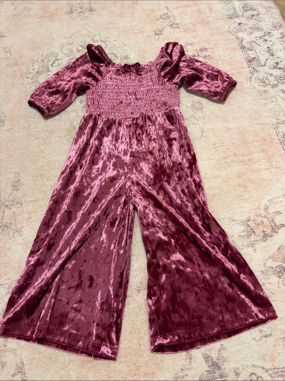 Old Navy Wine Velvet-like Off-Shoulder Wide-Leg Jumpsuit